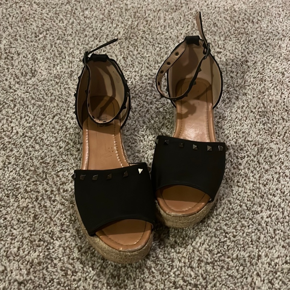 Black studded espadrilles
